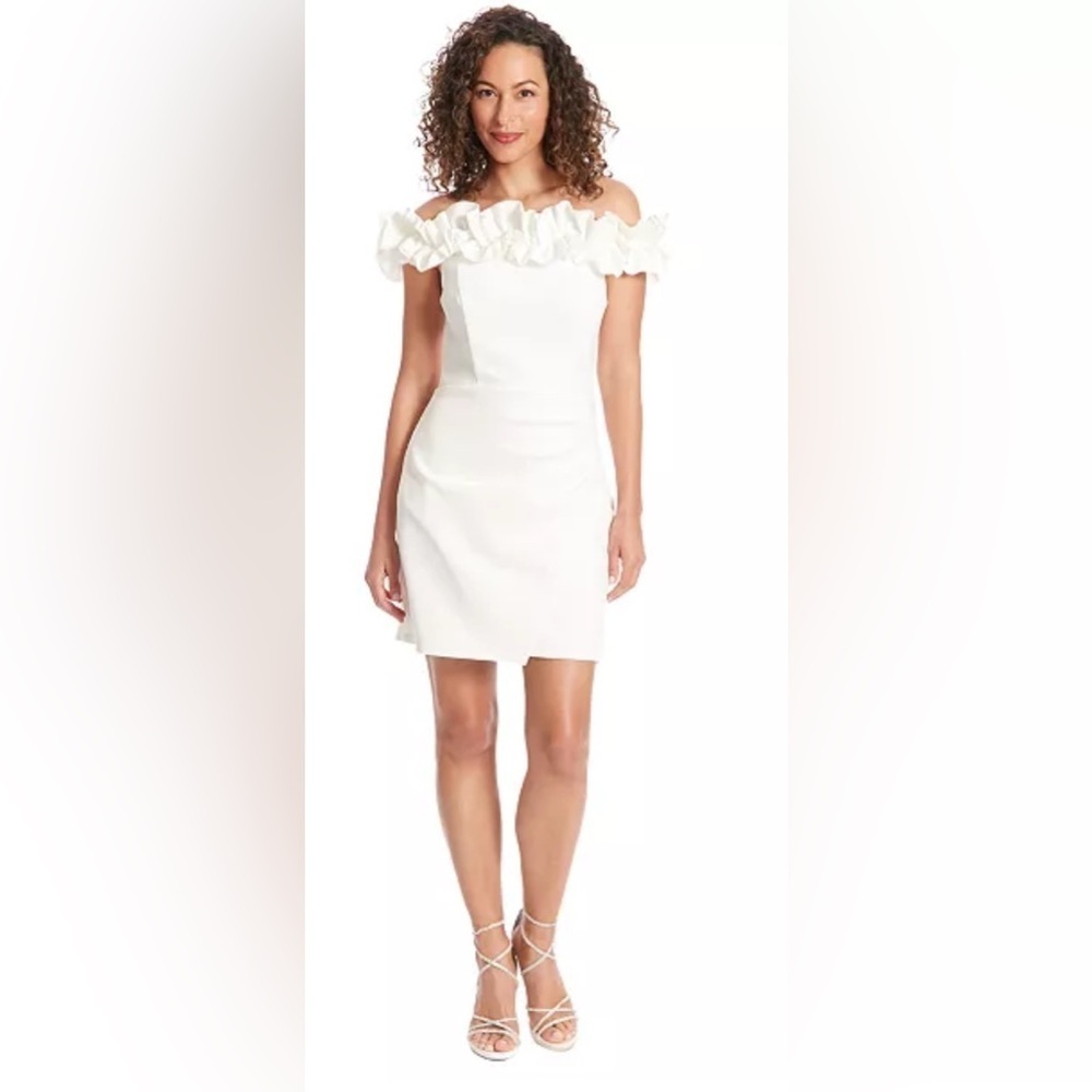 Ivy + Blu Size 12 Ruffled Off-The-Shoulder Sheath Dress